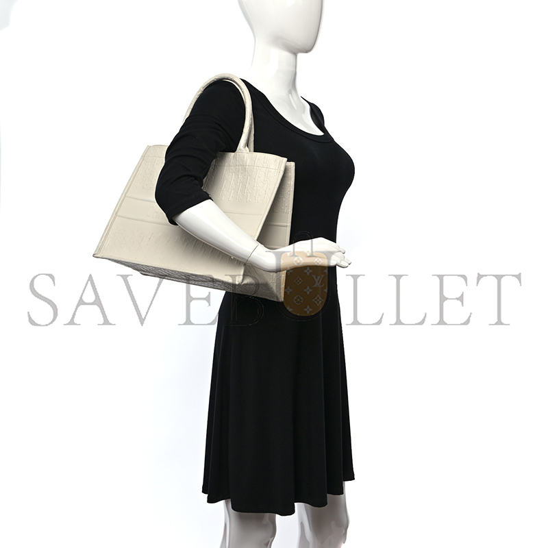 D*or oblique calfskin embossed medium book tote ivory (36*27*17.1cm)